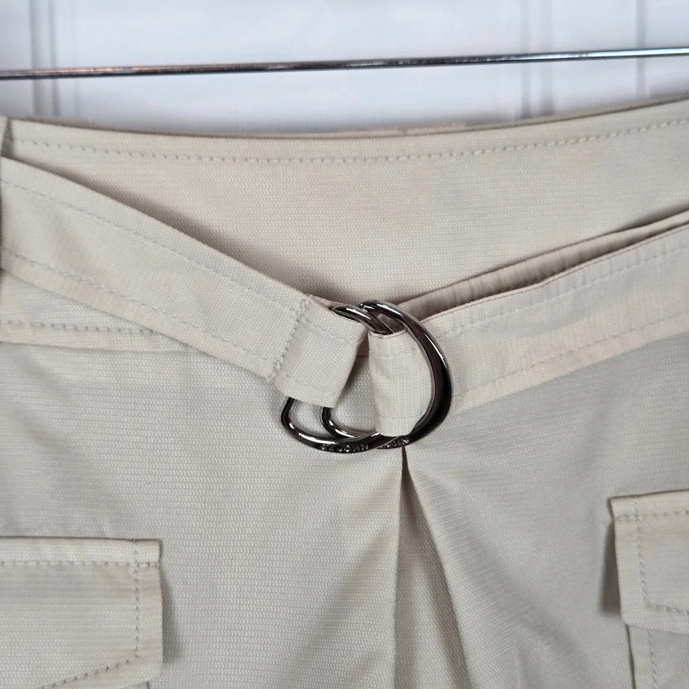 St. John Skirt Women's Size 4 Belted Cargo Pocket Utility Beige Mobwife Military